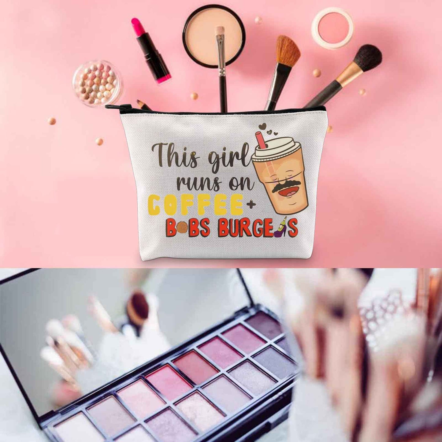 WCGXKO TV Inspired Gift Cartoon Lover Merchandise Cartoon Fans Zipper Pouch Makeup Bag (on COFFEE)