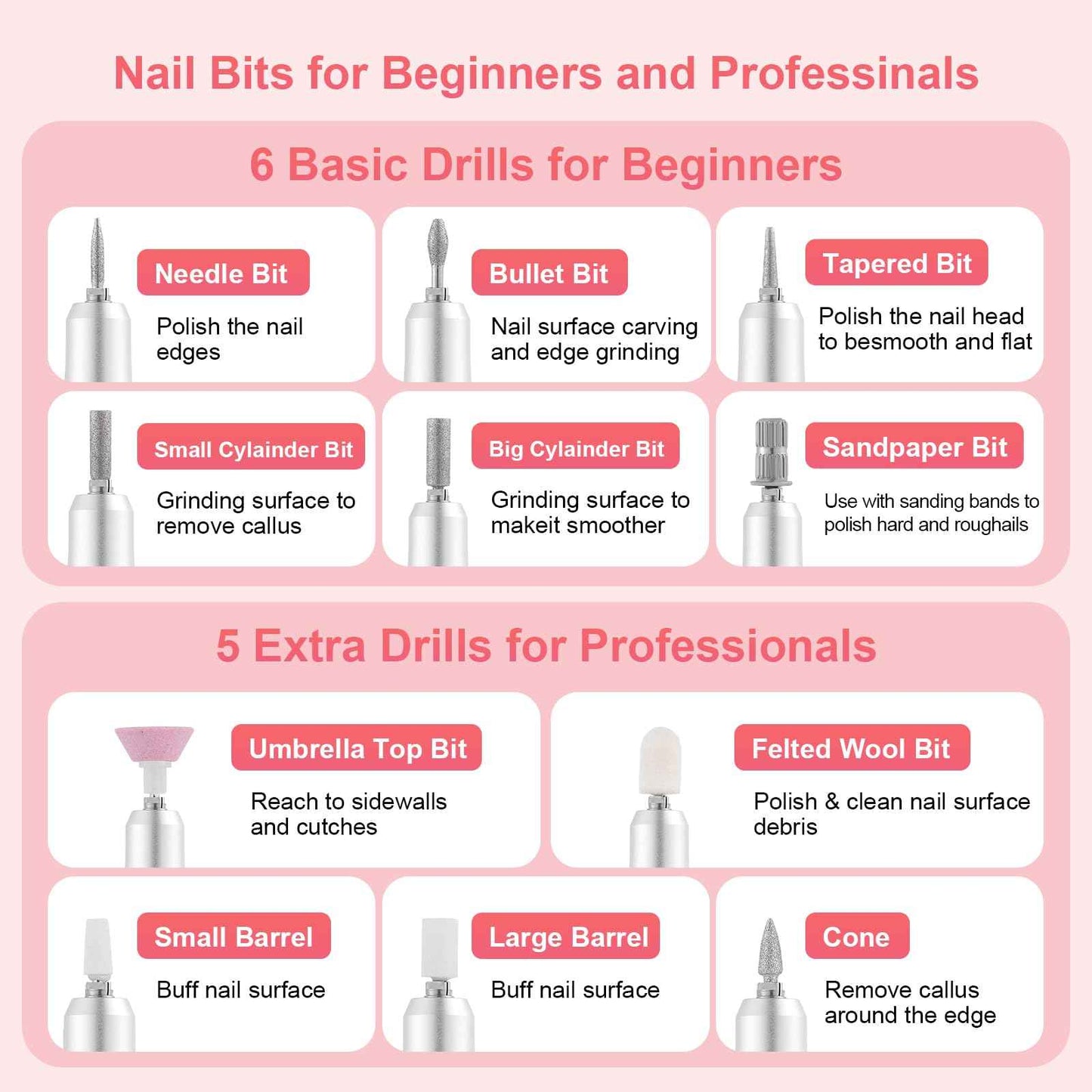 Nail Drill Machine Electric 45000RPM Rechargeable Portable Nail Drill Kit DIY Nail File Electric with Smart LCD Screen for Gel Nail Manicure and Pedicure Reflective Body etc(Crimson)