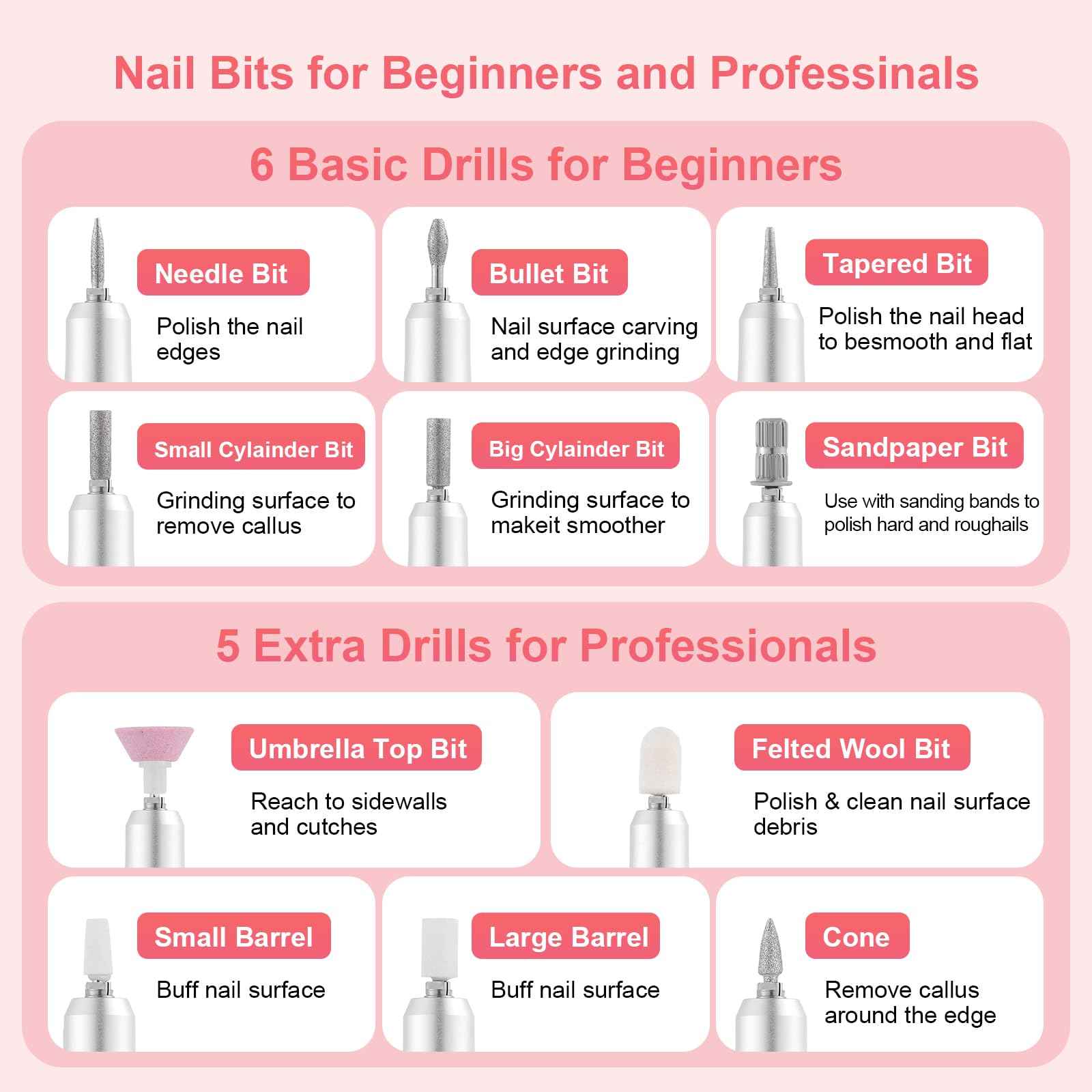 Nail Drill Machine Electric 45000RPM Rechargeable Portable Nail Drill Kit DIY Nail File Electric with Smart LCD Screen for Gel Nail Manicure and Pedicure Reflective Body etc(Crimson)