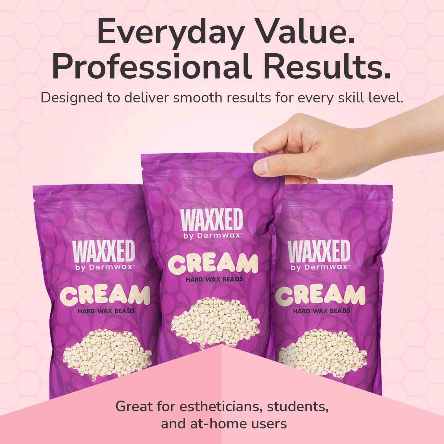 WAXXED Cream Hard Wax Beads 2.2LB – Titanium Dioxide–Infused Cream Wax for Everyday Use – Smooth Application for Sensitive Areas – Clean Removal with Less Residue - Ideal for Professional & Home Use