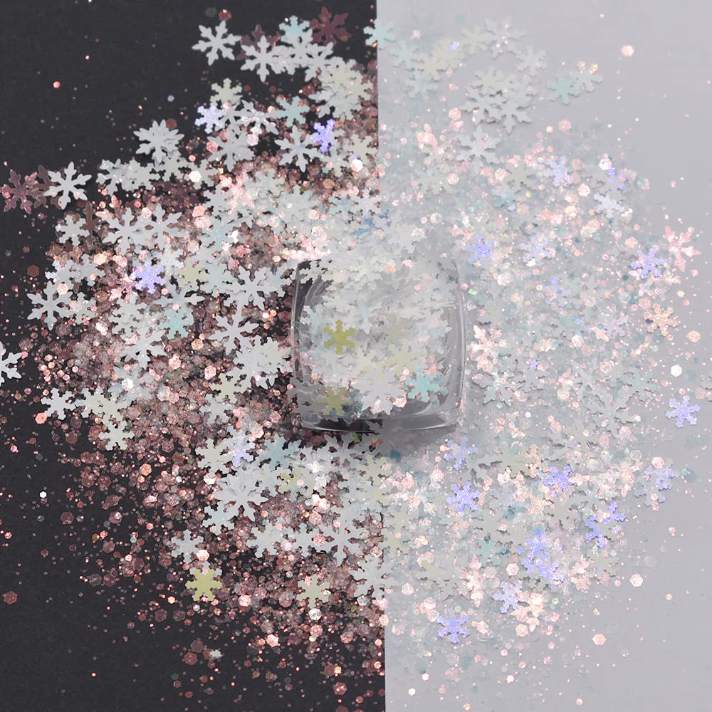 10 Grams/Pack - Christmas Holiday Snowflake Mixes Series Glitter - Festival Rave Beauty Makeup Face Body Nail Art Craft Tumbler Decoration CH139