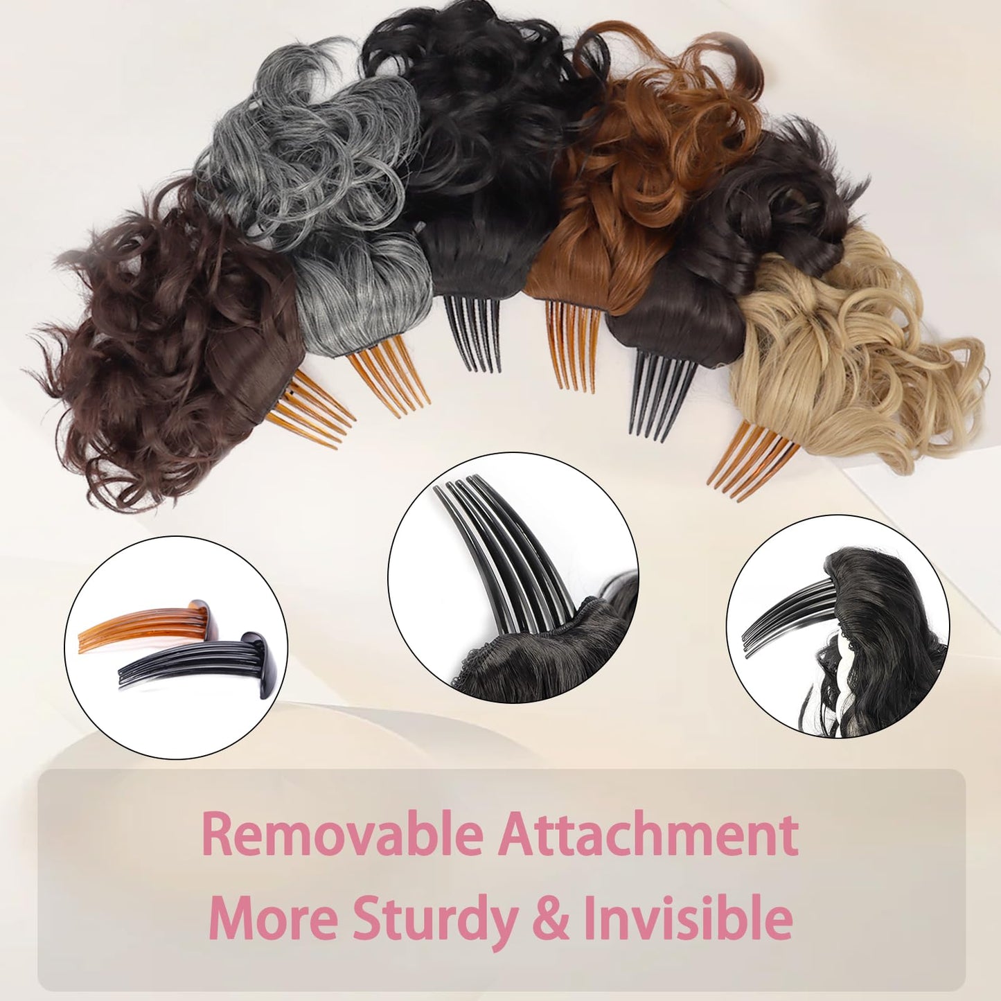 Hair Buns Hair Piece wavy Ponytail Extension with Comb Drawstring Ponytail Scrunchie Tousled Hair Extensions Fake Ponytails Updo Hair Pieces for Women (4#, 8inch)