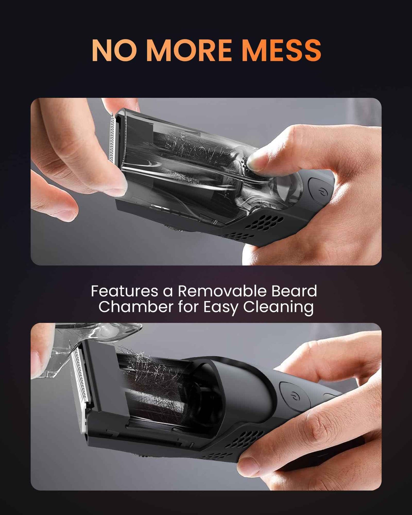 kurtmark Vacuum Beard Trimmer for Men, Rechargeable Electric Mens Beard Trimmer with Adjustable Length Comb (1-20mm), Cordless Mustache Trimmer for Men with Built-in Vacuum for Facial, Sideburns