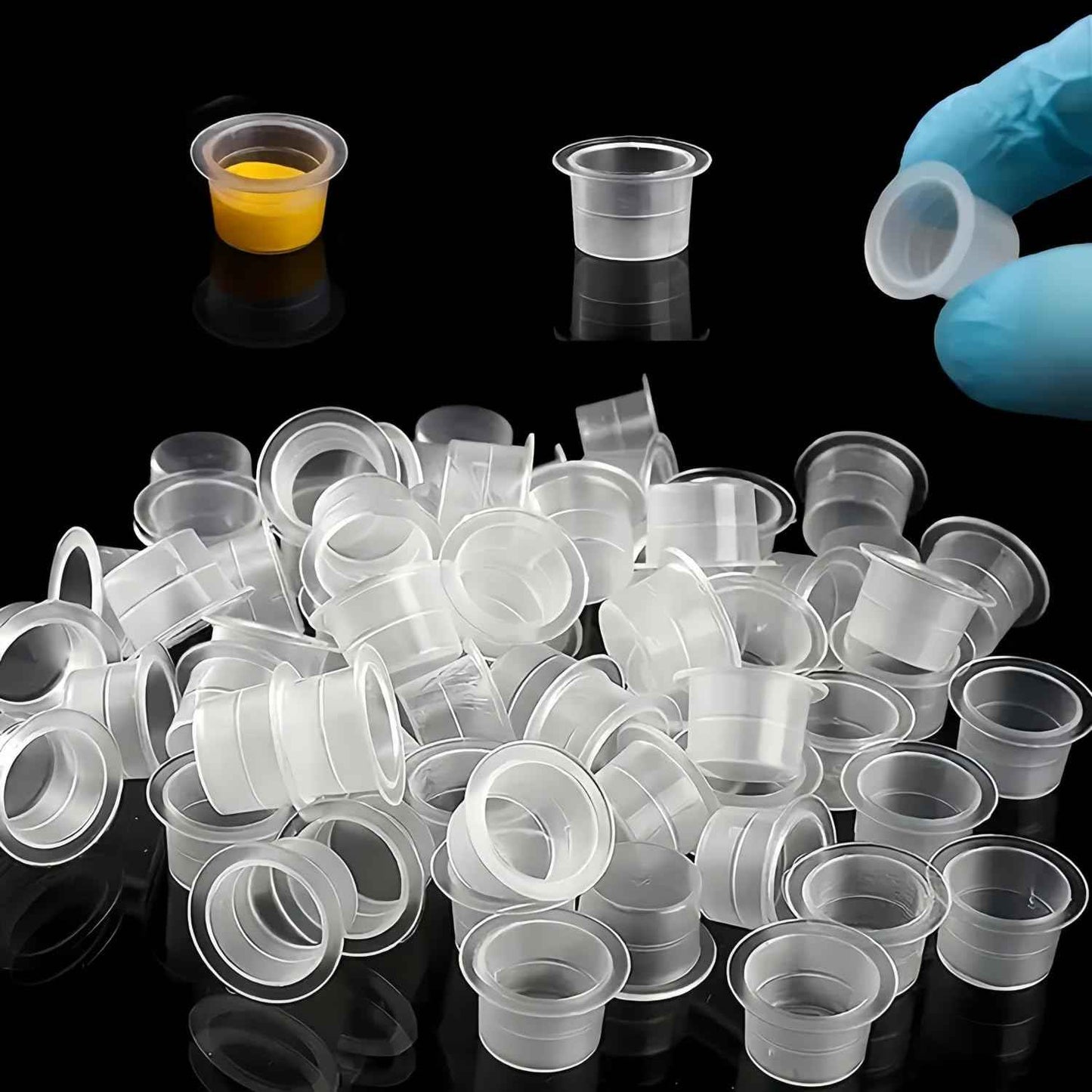Tattoo Ink Caps Cups - 1000Pcs Disposable Plastic Pigment Tattoos Ink Caps Cups for Tattoo Ink, Tattoo Supplies