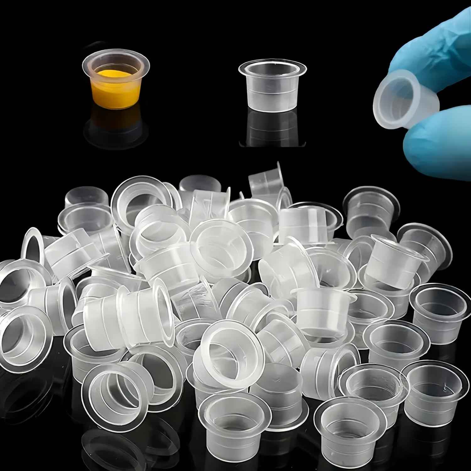 Tattoo Ink Caps Cups - 1000Pcs Disposable Plastic Pigment Tattoos Ink Caps Cups for Tattoo Ink, Tattoo Supplies