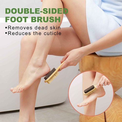 AIFEIVICO Dry Brushing Body Brush, Natural Boar Bristle Dry Brush, Bamboo Exfoliating Body, Face, Foot, Long Handle Back Scrubber Brush, Meridian Pressure for Lymphatic, Cellulite
