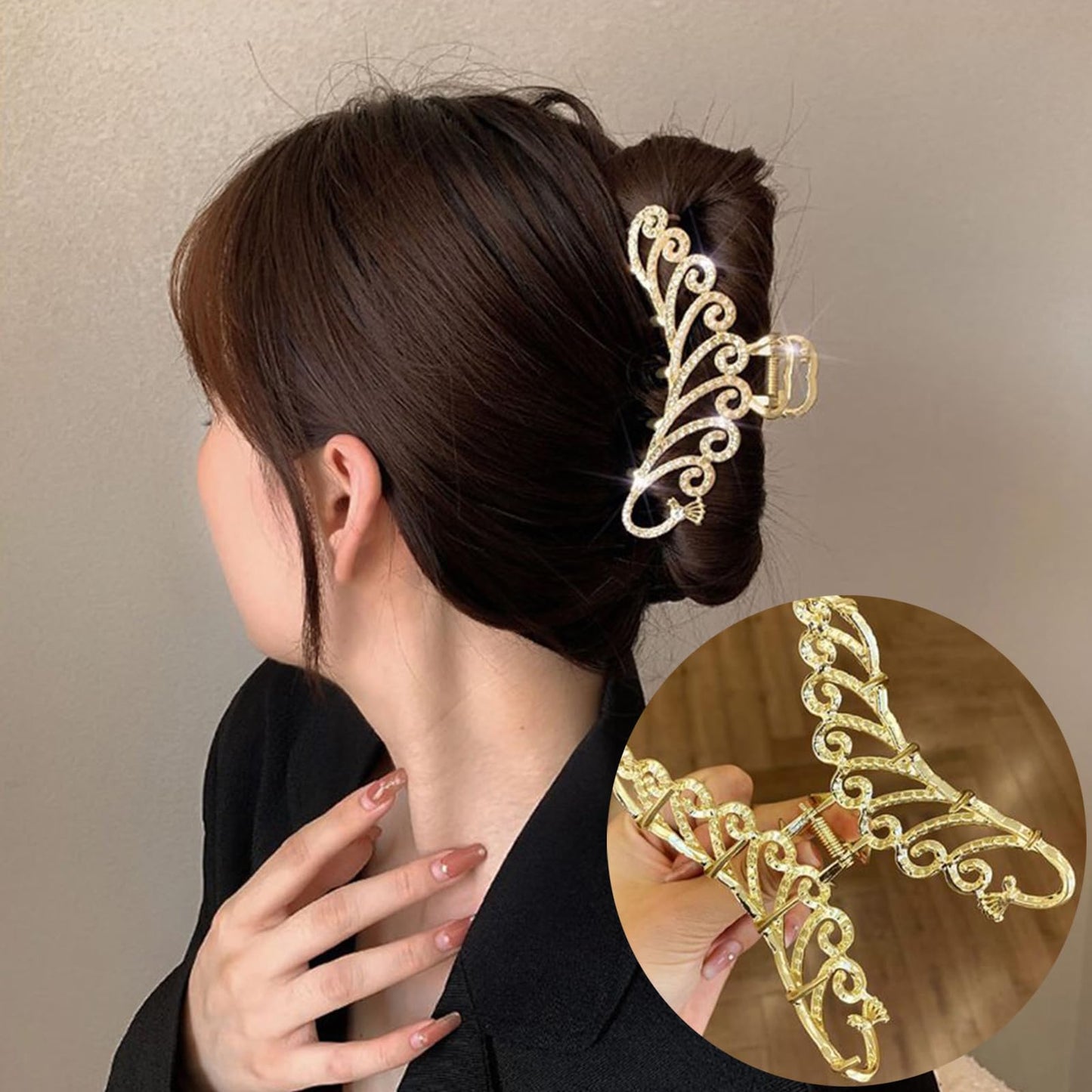 Animal Hair Clips Peacock Claw Clip Large Metal Hair Clip Gold Strong Hold Hair Claw Clips Rhinestone Pearl Peacock Hair Jaw Clamp Nonslip Hair Barrette Cute Fashion Hair Accessories for Women Girls