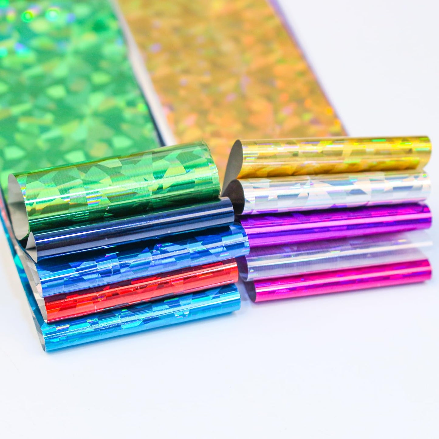 DANNEASY 10 Roll iridescent Cellophane Nail Foil Transfer Holographic Nail Foils Sheets Aurora Glass Nail Stickers Starry Sky Nail Art Foil Nail Glitter Nails Design 3D Nail Decoration