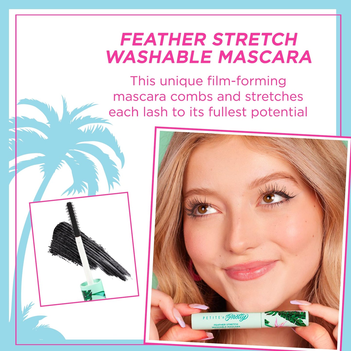 Petite 'n Pretty Feather Stretch Tubing Washable Mascara - Makeup for Kids, Tweens and Teens - Extends lashes, Easy to Apply & Remove - Non Toxic & Made in the USA - As Seen on TikTok