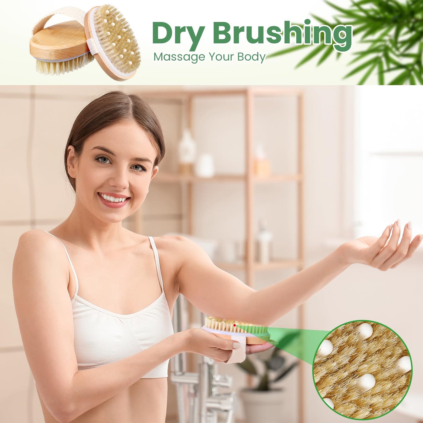 Gejoy 10 Pcs Dry Brushes for Body Dry Brushing Body Brush Exfoliating Brush with Massage Nodule Body Scrubber for Shower Bath Back Circulation Improvement Dead Skin Remove Beauty Exfoliator (Oval)