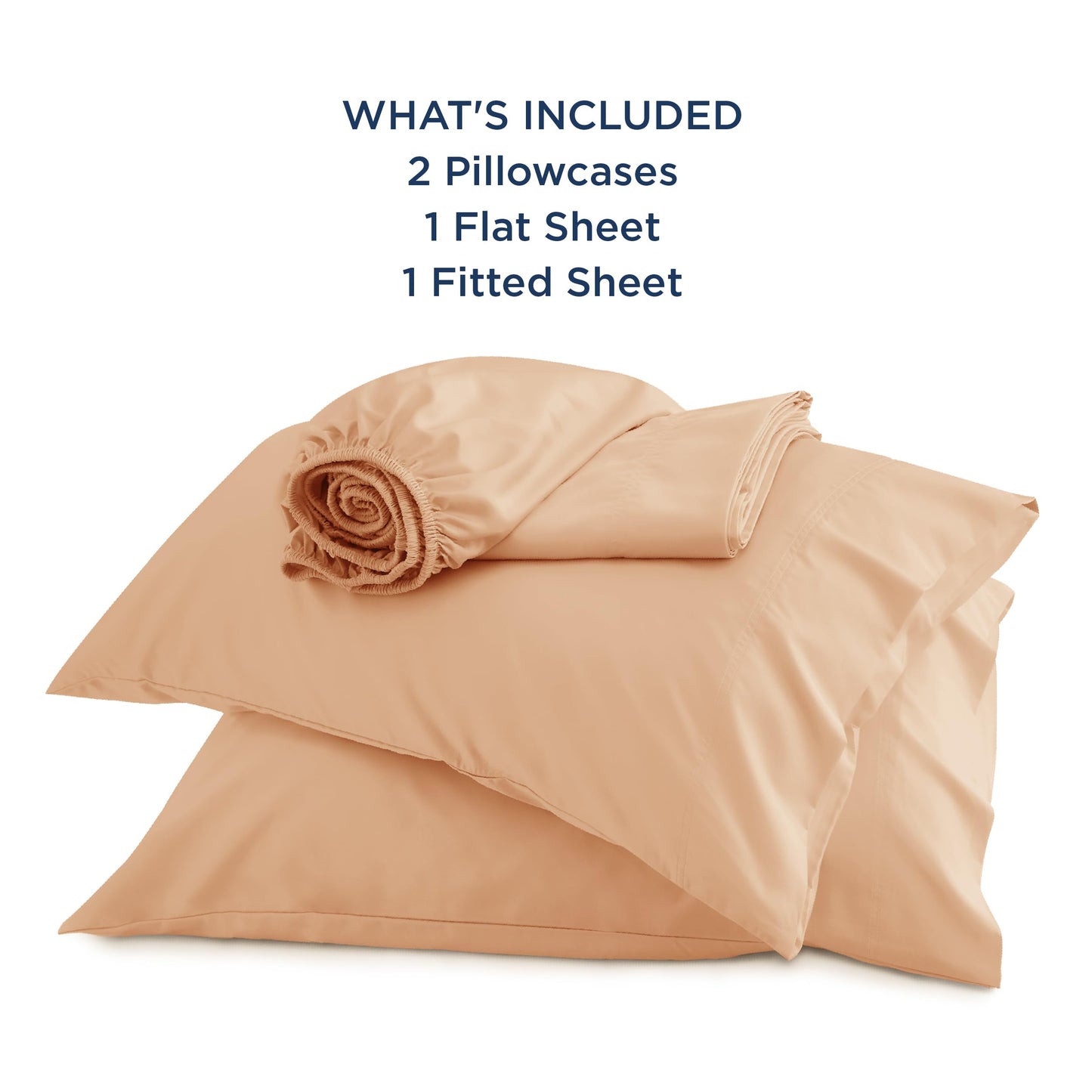 Bedsure Queen Sheets, Rayon Derived from Bamboo, Queen Cooling Sheet Set, Deep Pocket Up to 16", Breathable & Soft Bed Sheets, Hotel Luxury Silky Bedding Sheets & Pillowcases, Peach