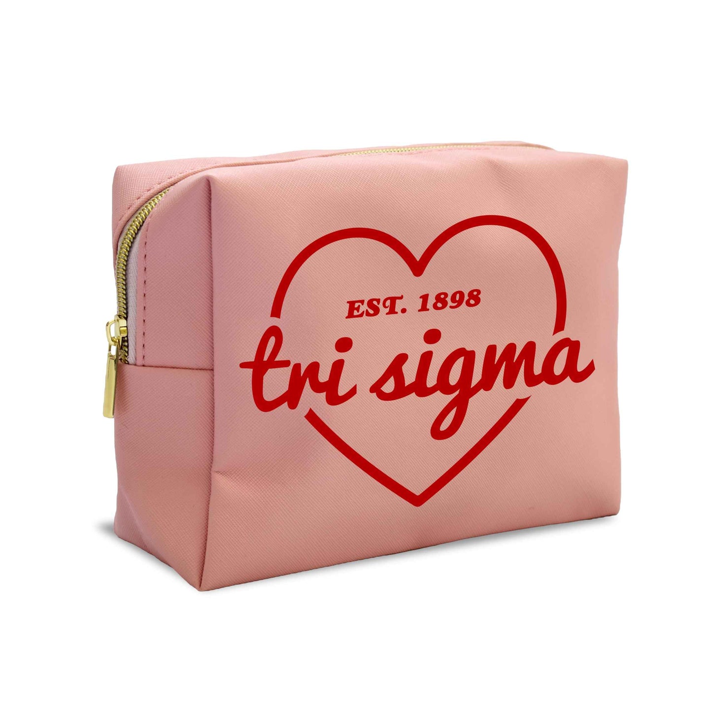 Sorority Shop Sigma Sigma Sigma Makeup Bag - Multi-Purpose PU Leather, Water-Resistant Makeup travel bag with Licensed Design and Zipper Closure, Perfect Tri Sigma Sorority Gifts for Women