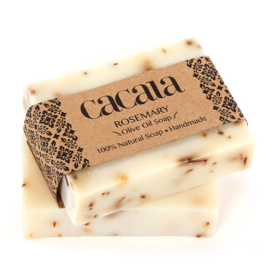 Cacala 100% Natural Organic Olive Oil Soap Unisex Soap Bar - Skin and Body Nourishing - Organic Gift Idea - Handmade in Turkey (Rosemary, Pack of 2)