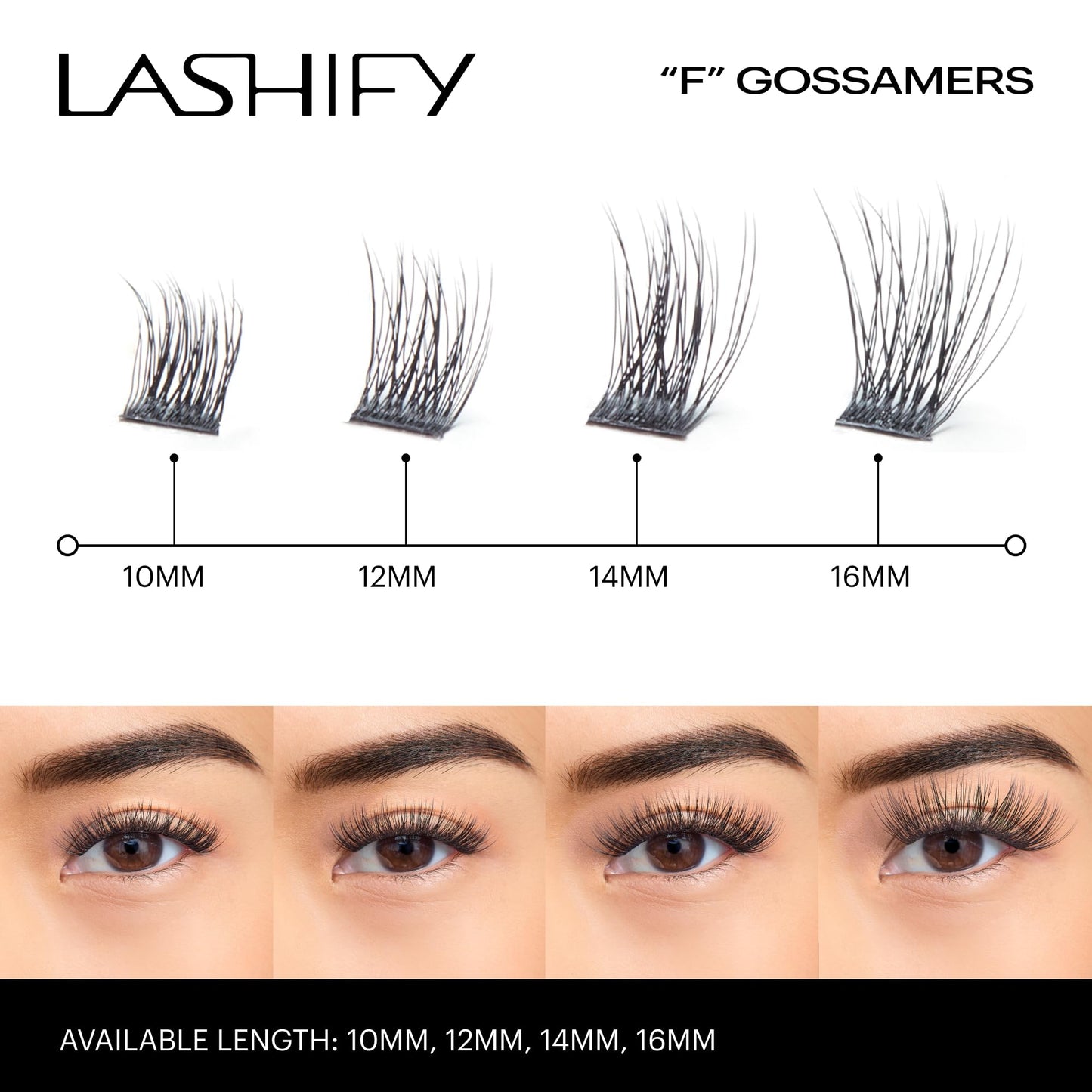 Lashify Fluffy 12mm Gossamer Eyelash Extensions Refill, Black, Easy DIY False Lashes To Add Fullness and Dimension