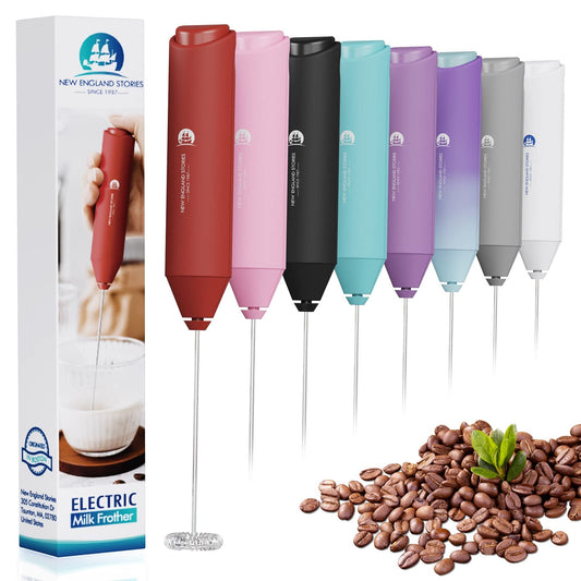 Powerful Milk Frother Handheld Foam Maker, Mini Whisk Drink Mixer for Coffee, Cappuccino, Latte, Matcha, Hot Chocolate, No Stand, Red