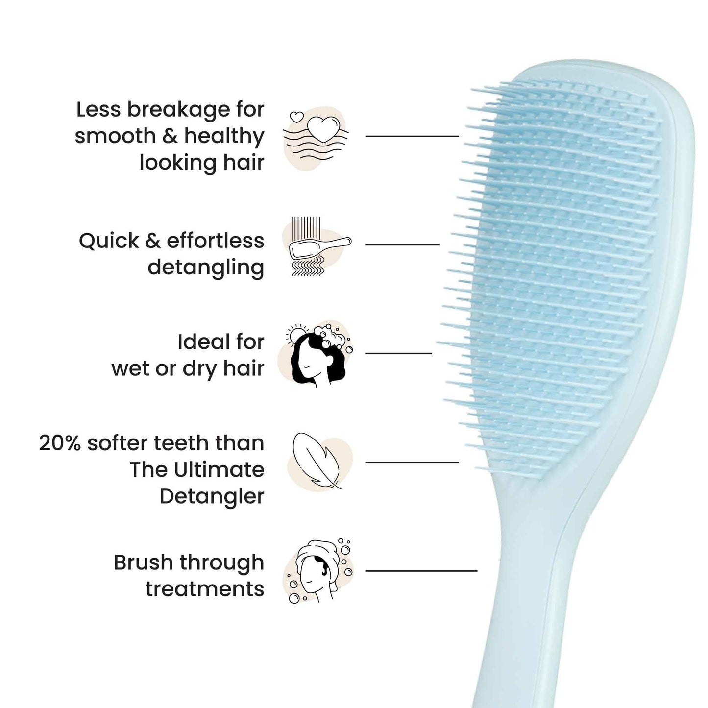 Tangle Teezer Fine & Fragile Ultimate Detangler Brush, Dry & Wet Hair Brush to Detangle & Reduce Breakage, Large, Seafoam Blue