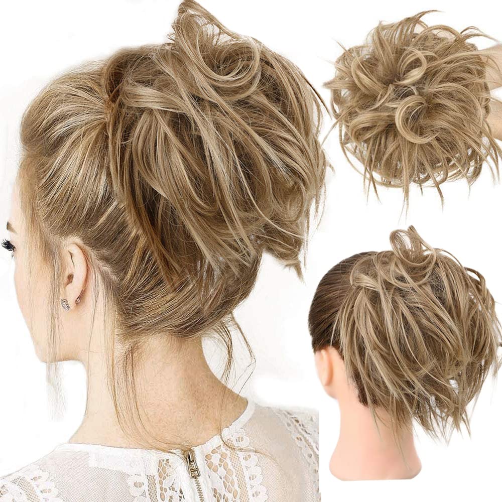 HMD Tousled Updo Messy Bun Hairpiece with Elastic Band for Updos - Synthetic Ponytail Extensions and Scrunchies for Women