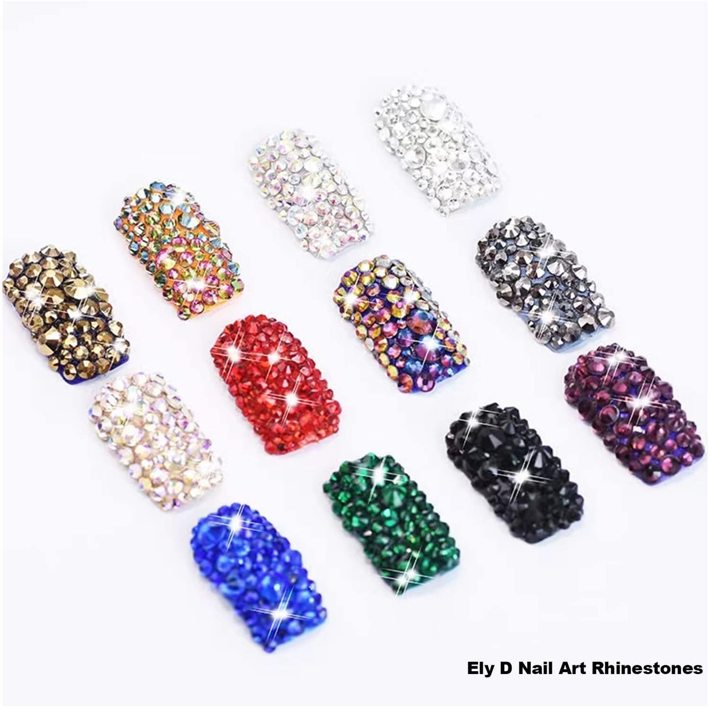 Ely D 1440PCS Black Flat Back Crystal Rhinestones, Round Gems, Black Nail Art Rahinestone (SS10(3.0mm)) Glass Loose Gemstones, for Crafts Nail Face Art Clothes Jewels (Jet Black)