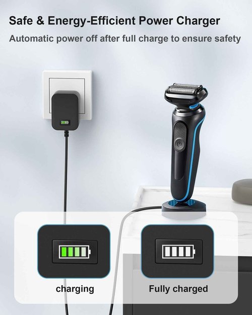 12V Charger Replacement for Braun Shaver Series 3/5/7/9/1, Auto Power Off & Charging Display 12V 400mA Power Cord Compatible with Braun Shaver Series Razor 3040s 310s 340S, 5018s, 740S and More Models