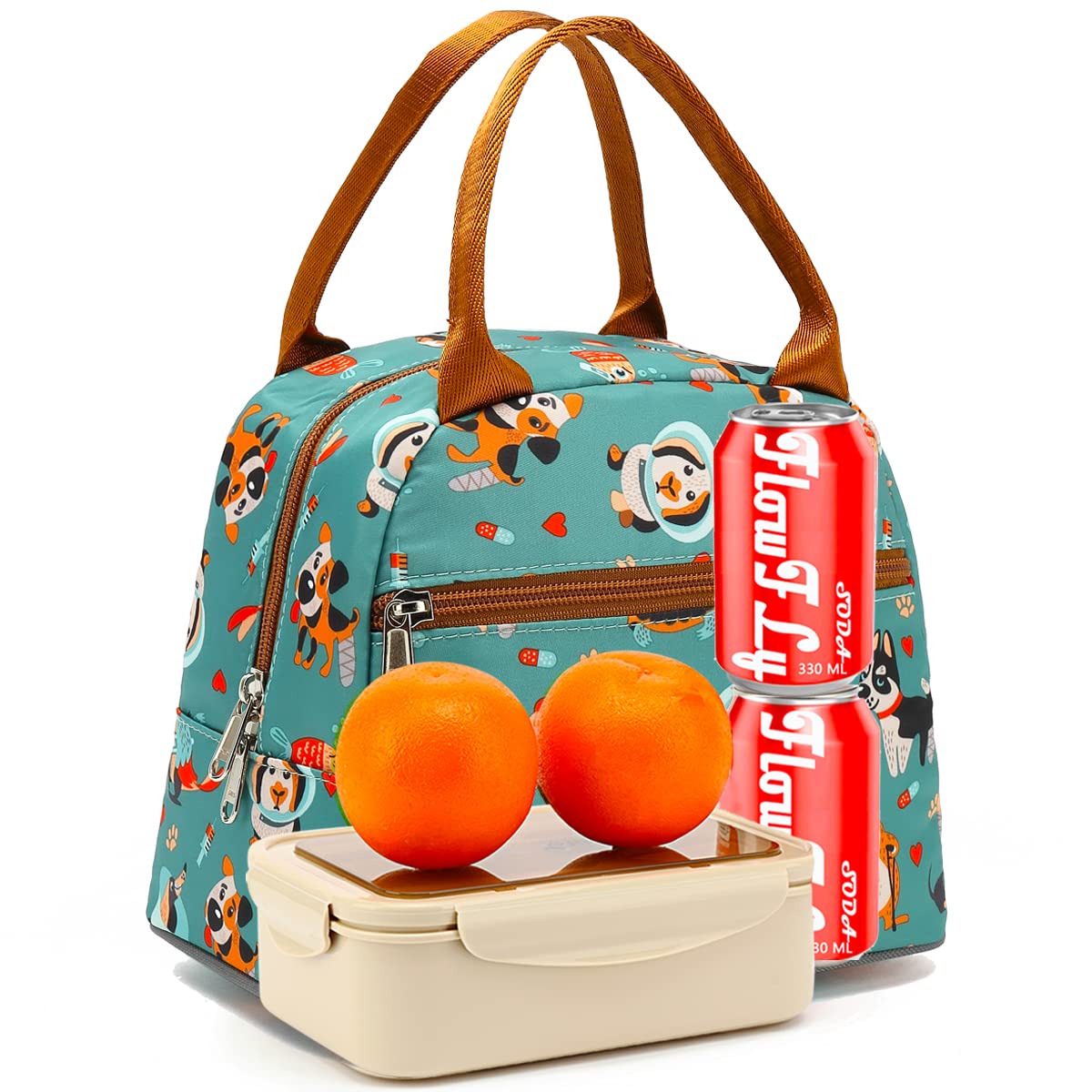 FlowFly Lunch Bag Tote Bag Lunch Organizer Lunch Holder Insulated Lunch Cooler Bag for Women/Men,Dog