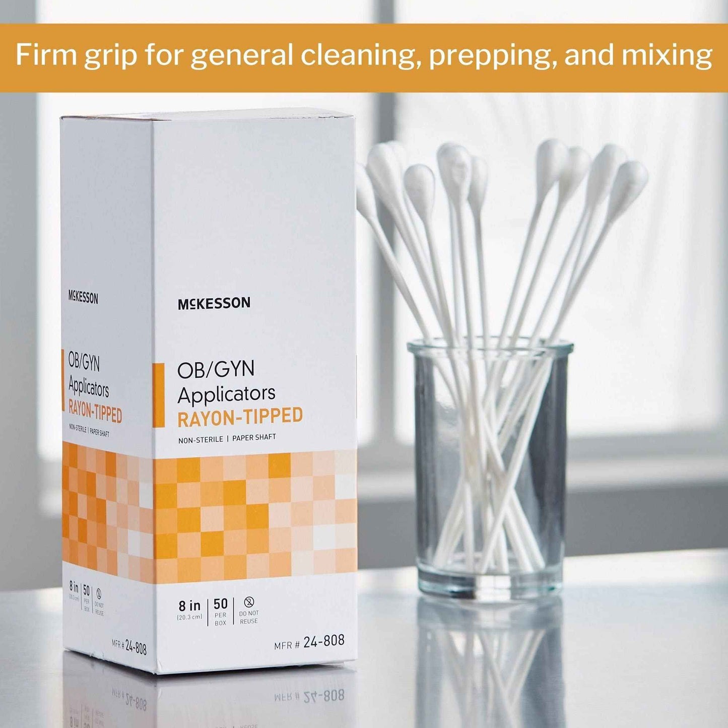 McKesson OB/GYN Applicators Rayon Tipped, Non-Sterile, 8 in, 50 Count, 2 Pack