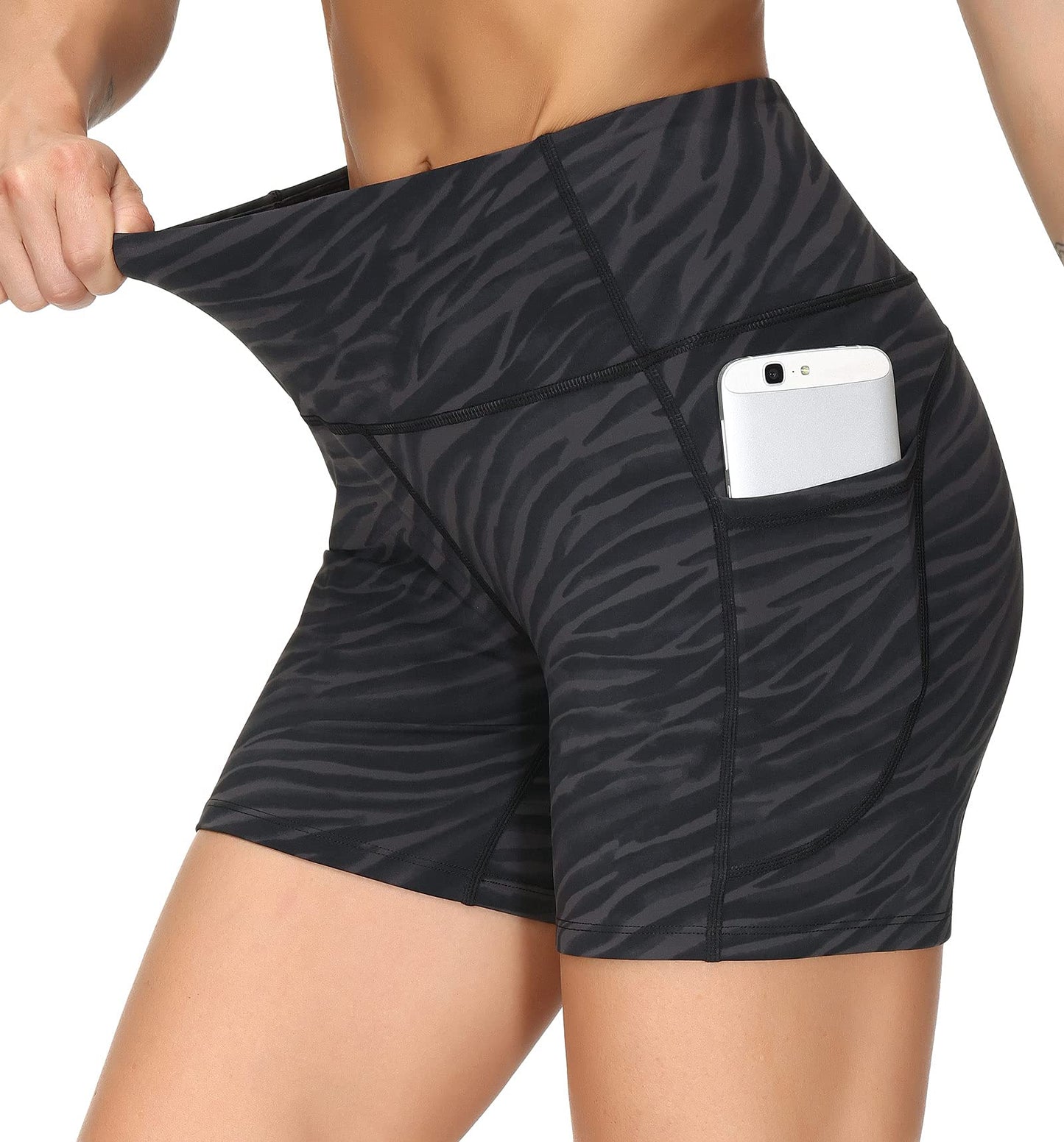 THE GYM PEOPLE High Waist Yoga Shorts for Women's Tummy Control Fitness Athletic Workout Running Shorts with Deep Pockets