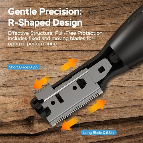 Upgraded Eyebrow Trimmer for Men, Precision Detailer, Battery-Powered Eyebrow Razor with Rinseable Blade, Facial Hair Trimmer with Comb, Compact Pen-Size, Safe Painless Shaver