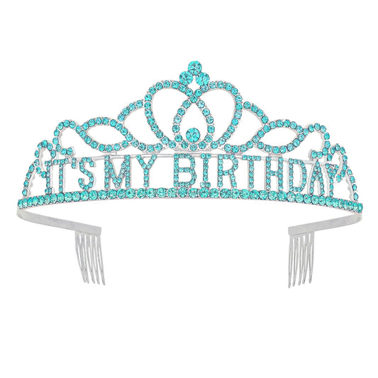 ACO-UINT Blue Birthday Crown for Women, Happy Birthday Headband It's My Birthday Crown, Birthday Girl Crown Birthday Queen Tiara Birthday Decorations Birthday Gifts