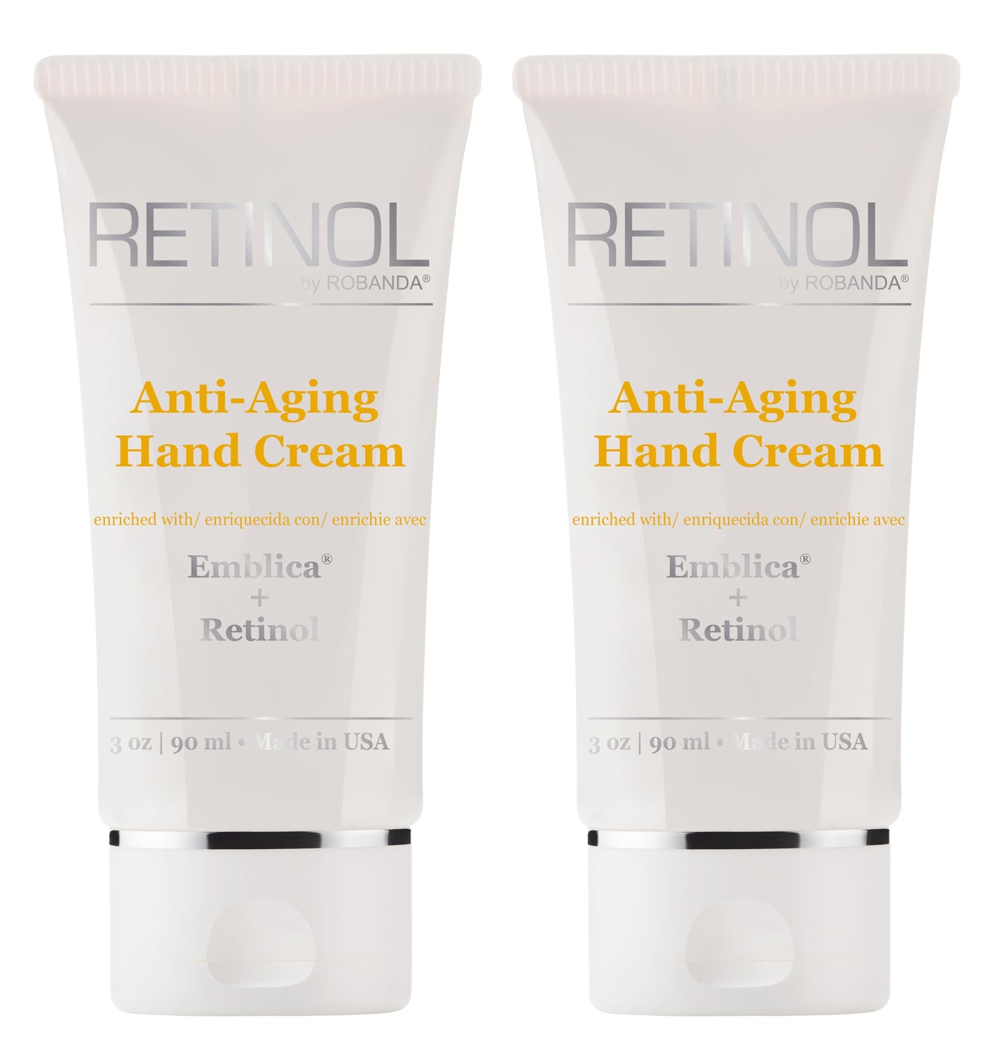 Robanda Retinol Anti-Aging Hand Cream - Hydrating & Moisturizing Hand Lotion with Anti-Aging Formula to Help Prevent Wrinkles & Reduce Fine Lines, 3 oz, 2 pack