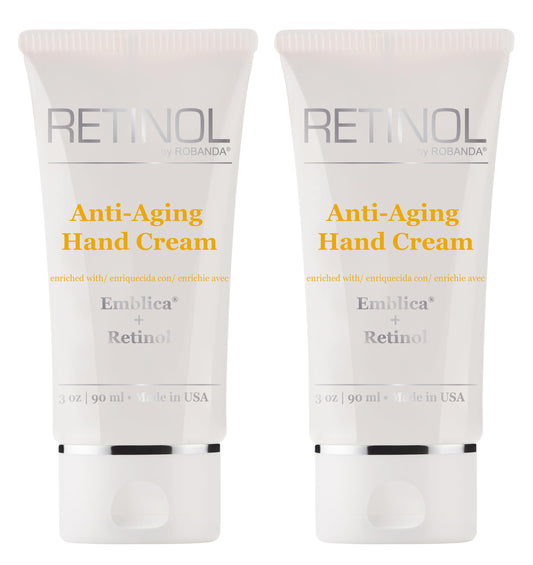 Robanda Retinol Anti-Aging Hand Cream - Hydrating & Moisturizing Hand Lotion with Anti-Aging Formula to Help Prevent Wrinkles & Reduce Fine Lines, 3 oz, 2 pack
