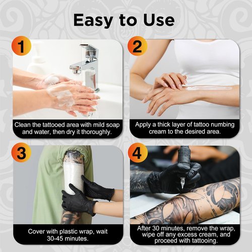 Skiennix 6 Hours Maximum Strength Tattoo Numbing Cream 52ml, Painless Tattoo Numbing Cream, Numbing Cream for Tattoos, Piercing, Permanent Makeup, Waxing Extra Strength, with Emu Oil & Arnica