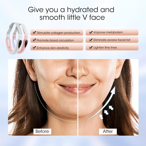 ContourFlex 4 in 1 Massager for Face, 2026 New Reviona Contour Flex Facial Sculpting Device for Double Chin, 5 Modes & 15 Intensities, Tightens Jawline, Reduces Sagging Skin(Pink)