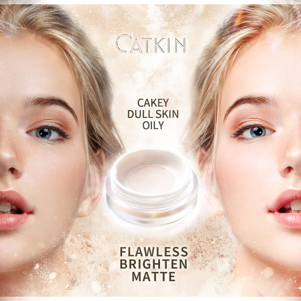 CATKIN Dreamworld Air Makeup Loose Powder Setting Finishing Powder Oil Control Matte Natural with Puff (C01 Natural)