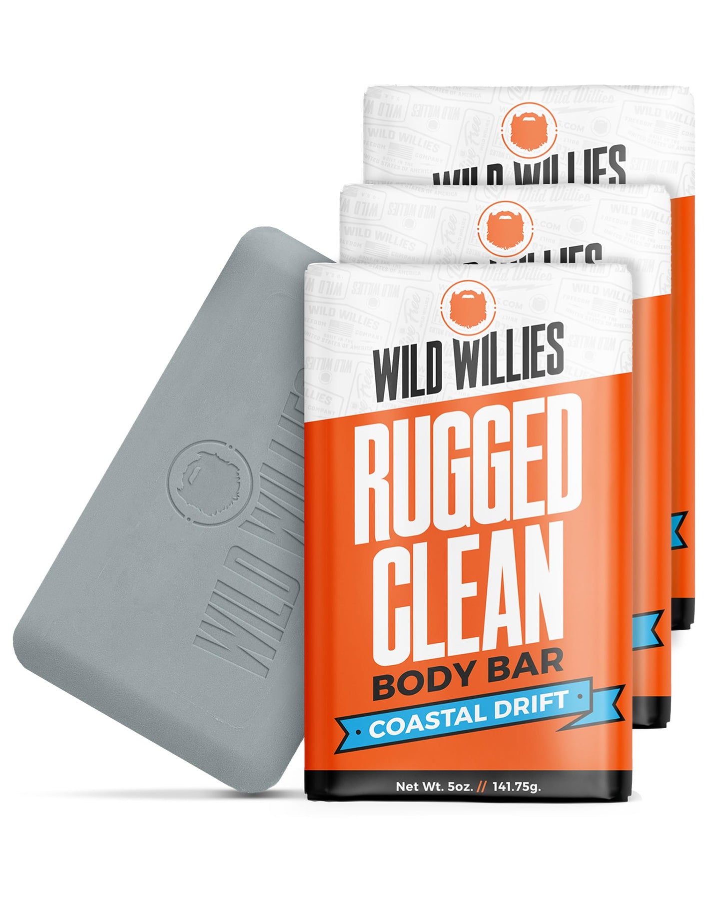 Wild Willies Moisturizing Mens Bar Soap - Bath Soaps with Shea Butter for Odor Protection - Natural Body Bar for Men - Coastal Drift Scent, 3 Pack