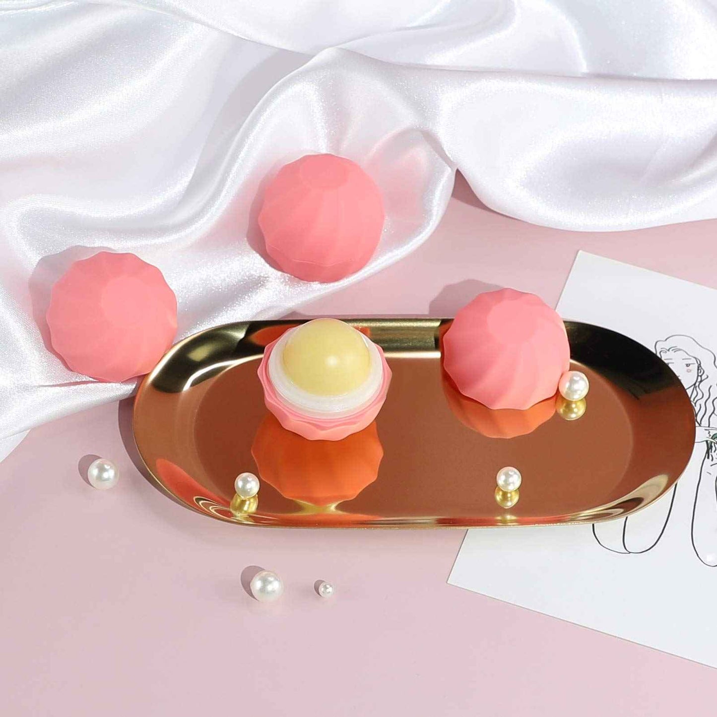 longway 0.24Oz (7ml) Empty Lip Balm Sphere Containers | Screw Cap Lipstick Tubes/Chapstick Tubes/Chapstick Holder for Lip Gloss & BPA FREE (Pack of 10, Pink)