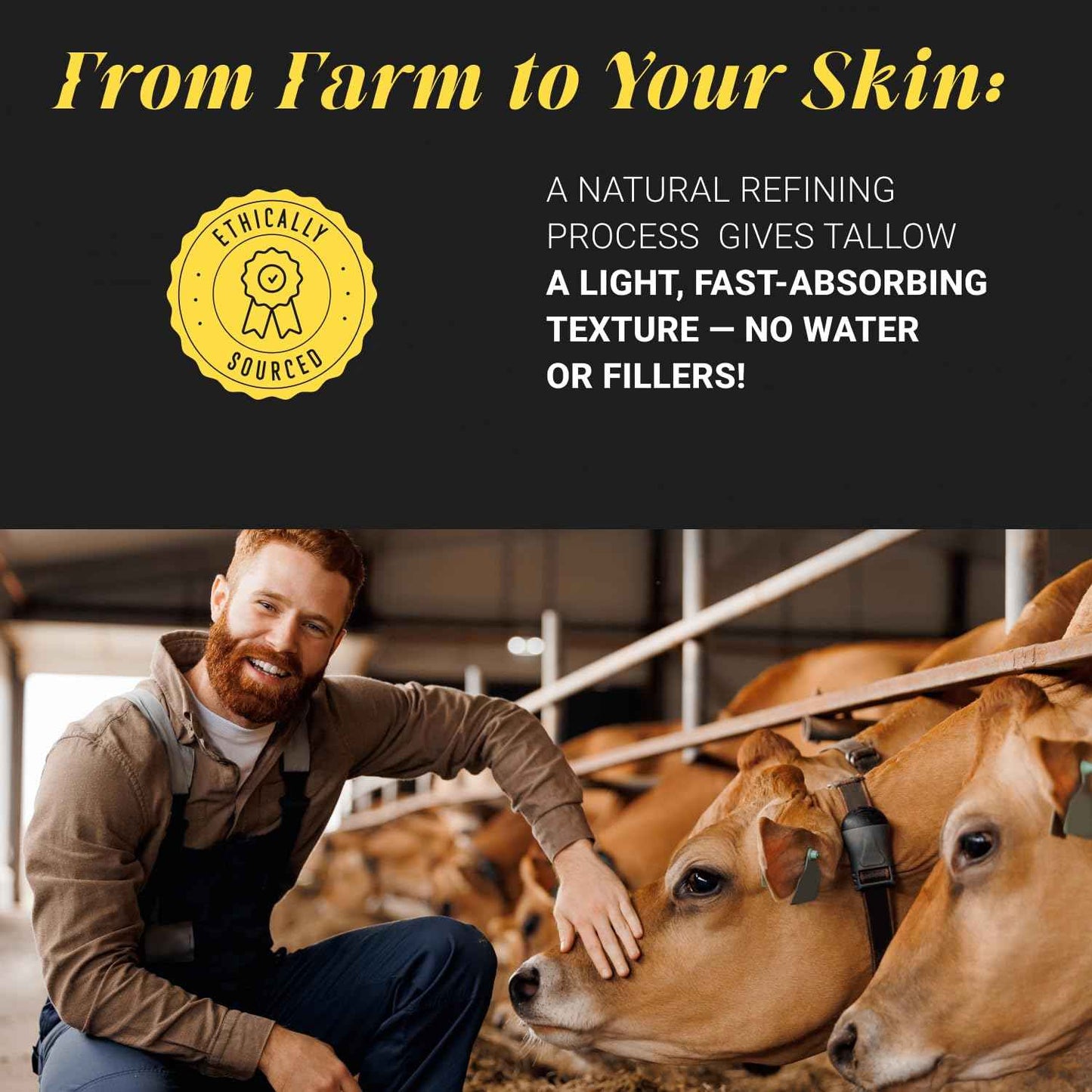 Non-Greasy Beef Tallow for Skin &Hair 5OZ Shea Butter, Vitamin E, Niacinamide, Whipped Grass Fed Beef Tallow for Face Moisturizer Cream, Lotion for Women & Men, Anti-Aging Face Moisturizer Leyo Rujera