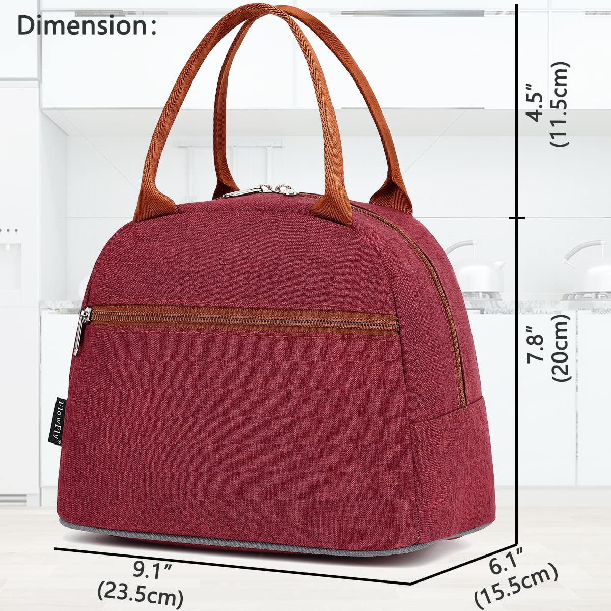 FlowFly Lunch Bag Tote Bag Lunch Organizer Lunch Holder Insulated Lunch Cooler Bag for Women/Men,Red