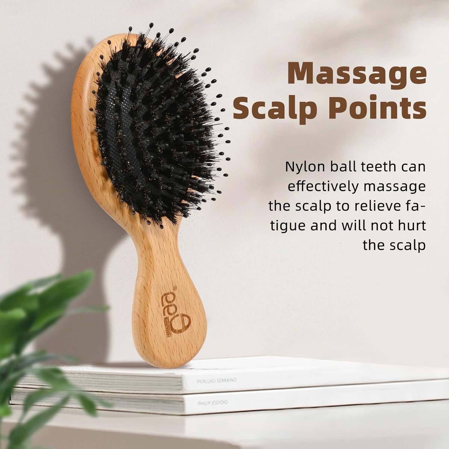 BLACK EGG Boar Bristle Hair Brush for Women Men Kid, Soft Natural Bristles Brush for Thin and Fine Hair, Restore Shine and Texture, Set includes Bamboo comb and 3 hair ties
