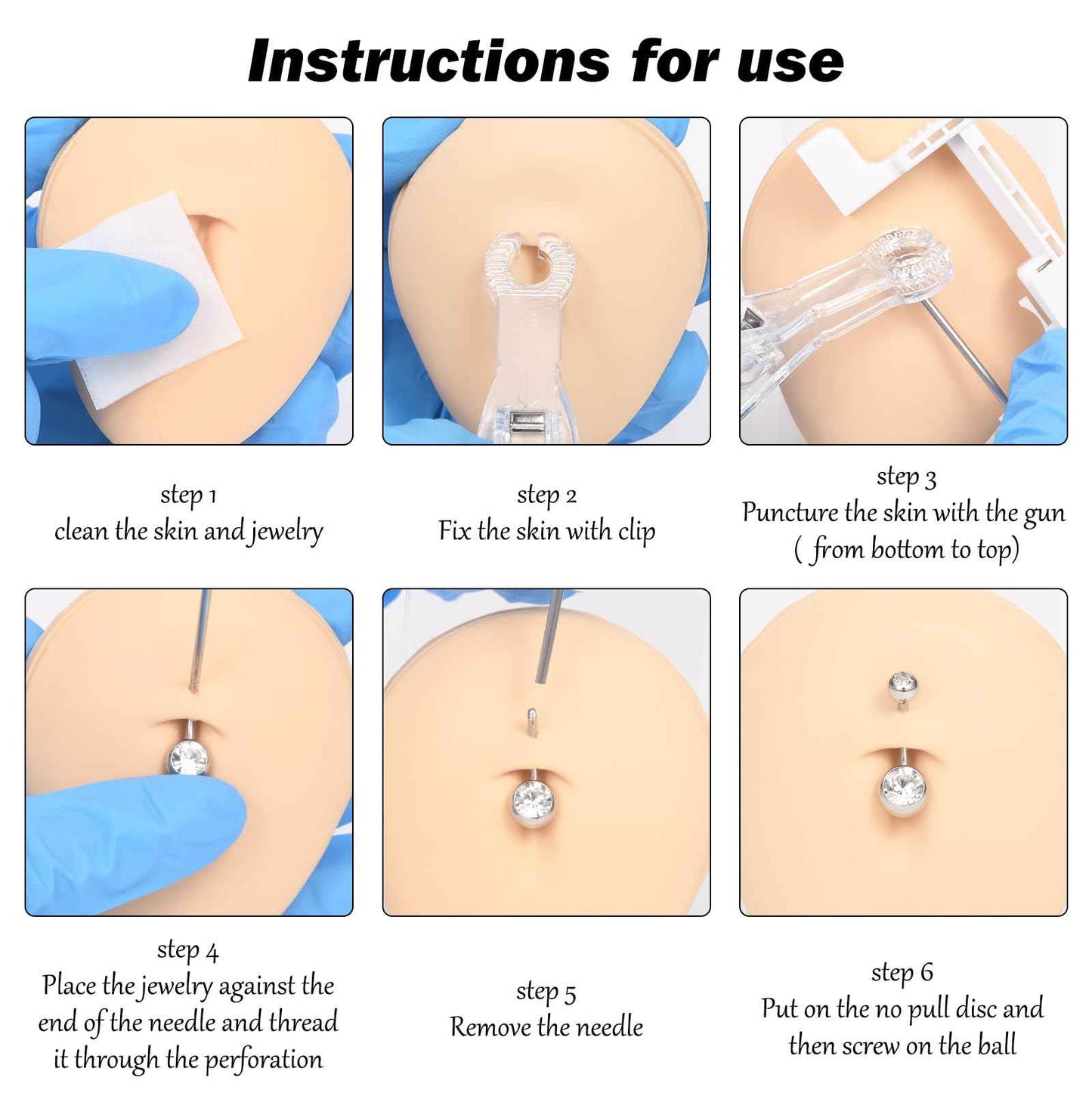 QWALIT Belly Button Piercing Kit Belly Piercing Kits Silver Belly Button Piercing Gun Self Belly Piercing Gun with Surgical Steel Dangle Belly Rings at Home