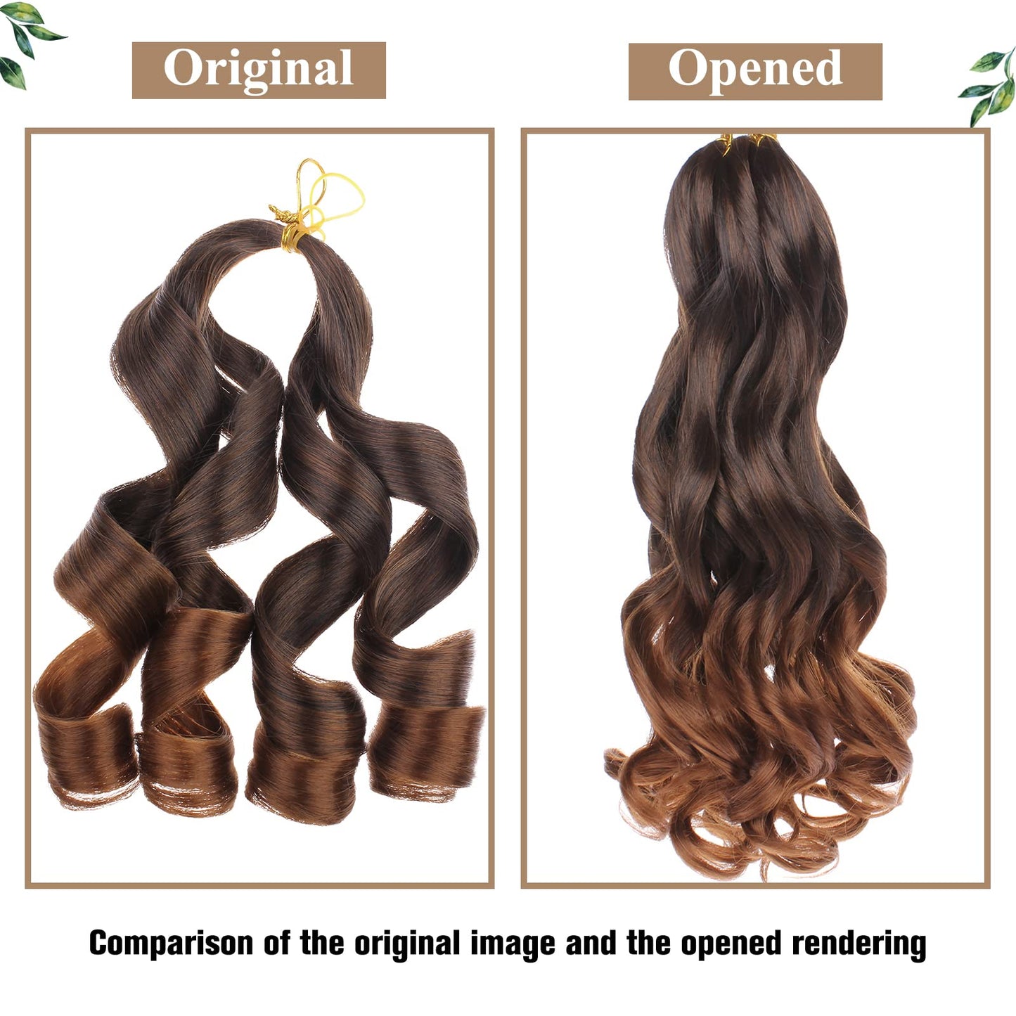 COOKOO Ombre Brown French Curl Braiding Hair 14 Inch 2 Packs Loose Wave Bouncy Braiding Hair 50g/pack Pre Stretched Yaki Curly Braiding Hair for Black Women Hair Extensions T30#