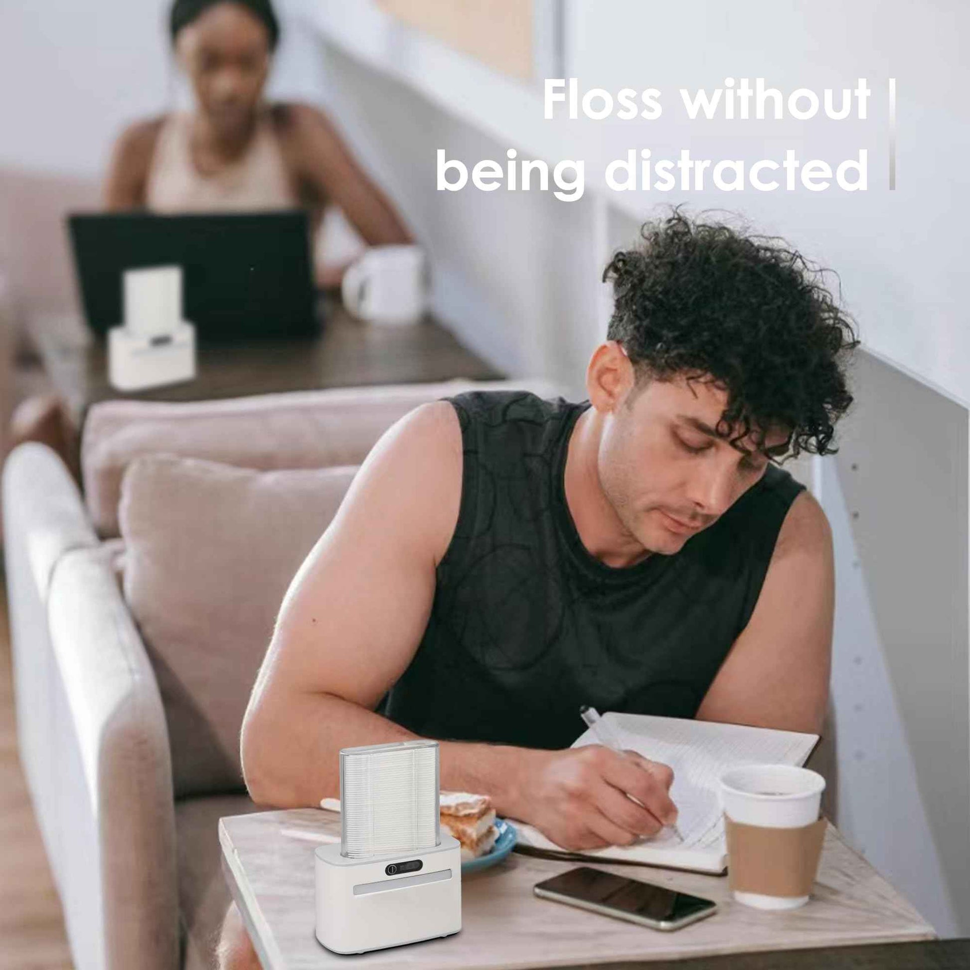 Smart Touchless Floss Pick Dispenser with Sensor - Refillable and Rechargable with 2 Cartridges (100 Picks) - Innovative and Hygienic Floss Pick Holder (Light Gray)