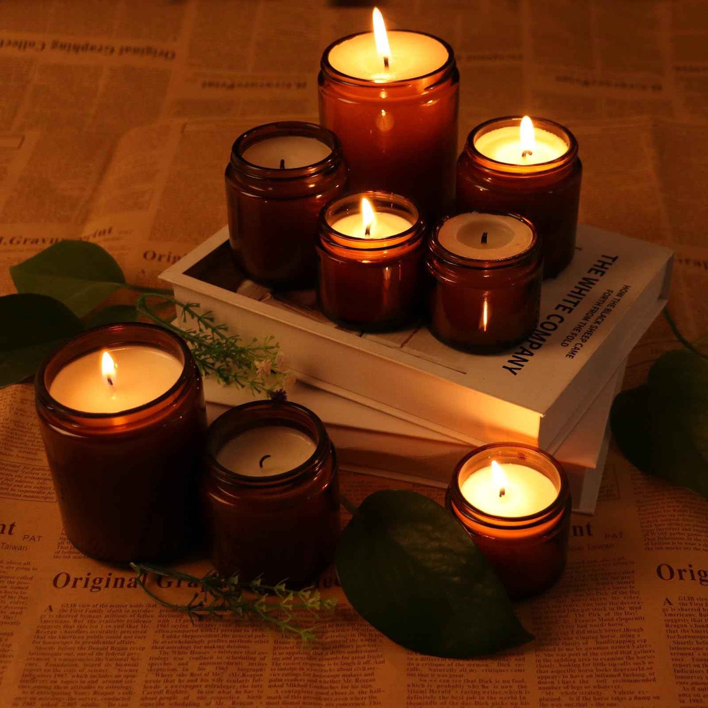 3 Pack 2 oz Amber Glass Jars with lids, Cosmetic Jars with Inner Liners and Black Lids, Lotion Jars, Candle Making Jars for Lotions, Scrubs and Cosmetic, Lables and Spatulas Include