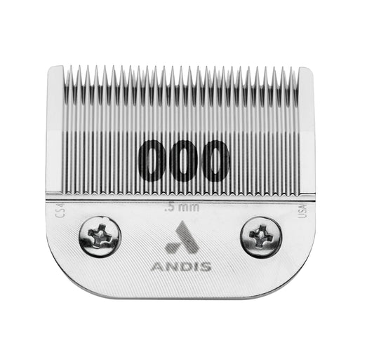 Andis – 64480, Ceramic Edge Carbon-Infused Detachable 0.5mm Clipper Blade - Close Cutting, Body Grooming Blades - Compatible With Most Andis, Oster A5, Series Clipper - Size 1/50" Cut Length, Chrome