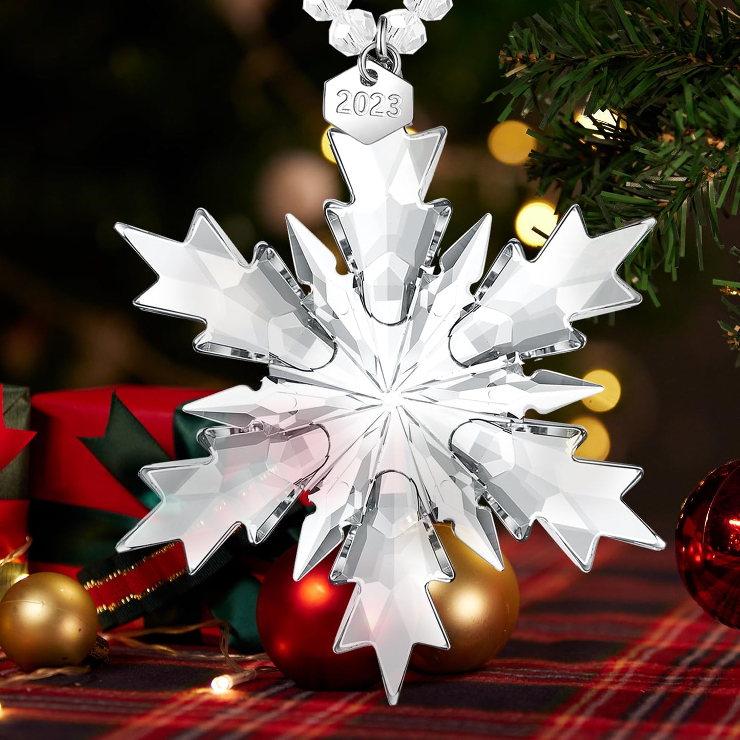 2023 Annual Limited Edition Ornament Crystal Snowflake Christmas Tree Hanging Pendant for Loved One (Clear 2023)