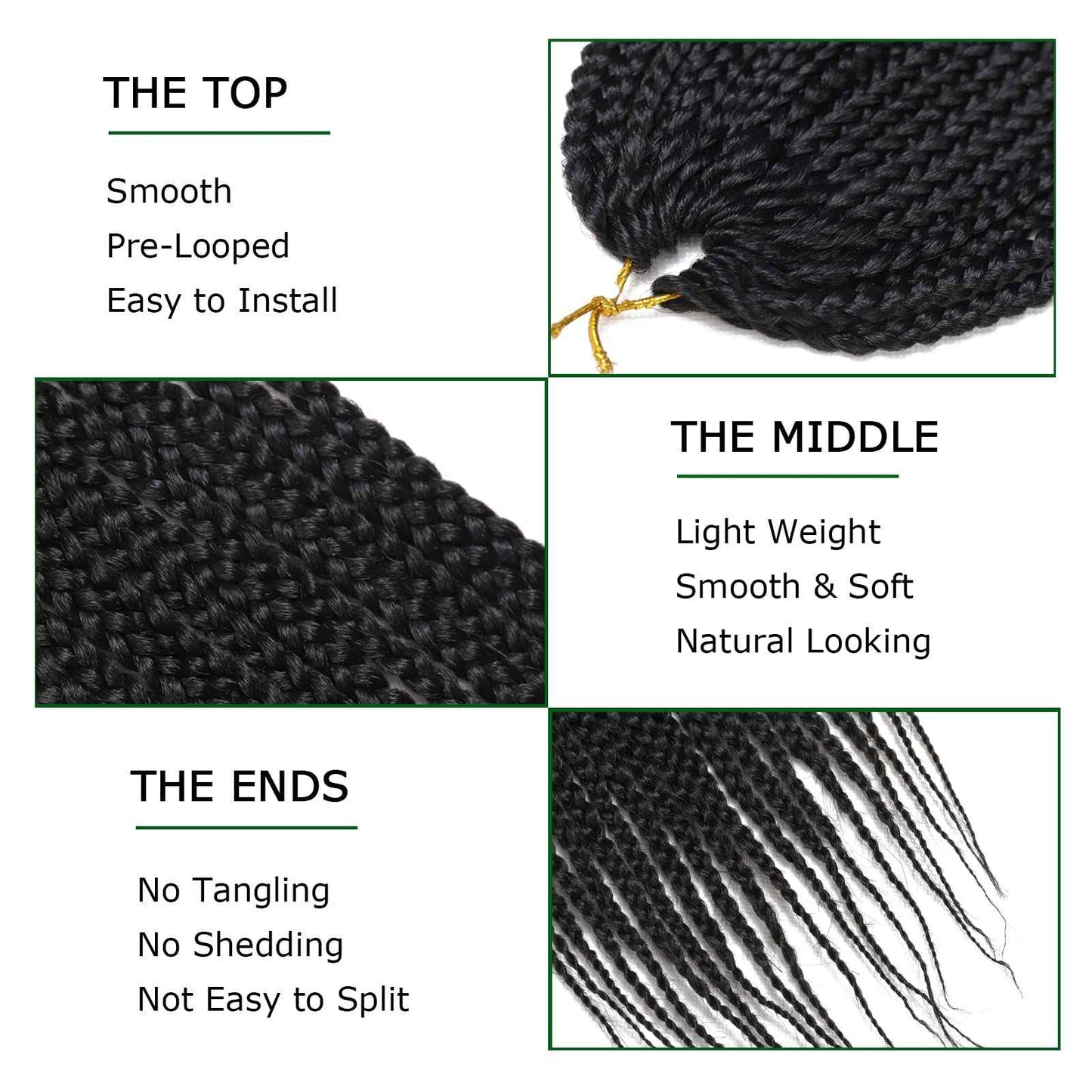 Crochet Box Braids Hair pre looped Goddess Box Braids Crochet Braiding Hair 7 Packs Crochet Box Braids 3x Box Braids Crochet Hair (24 inch, 1B)