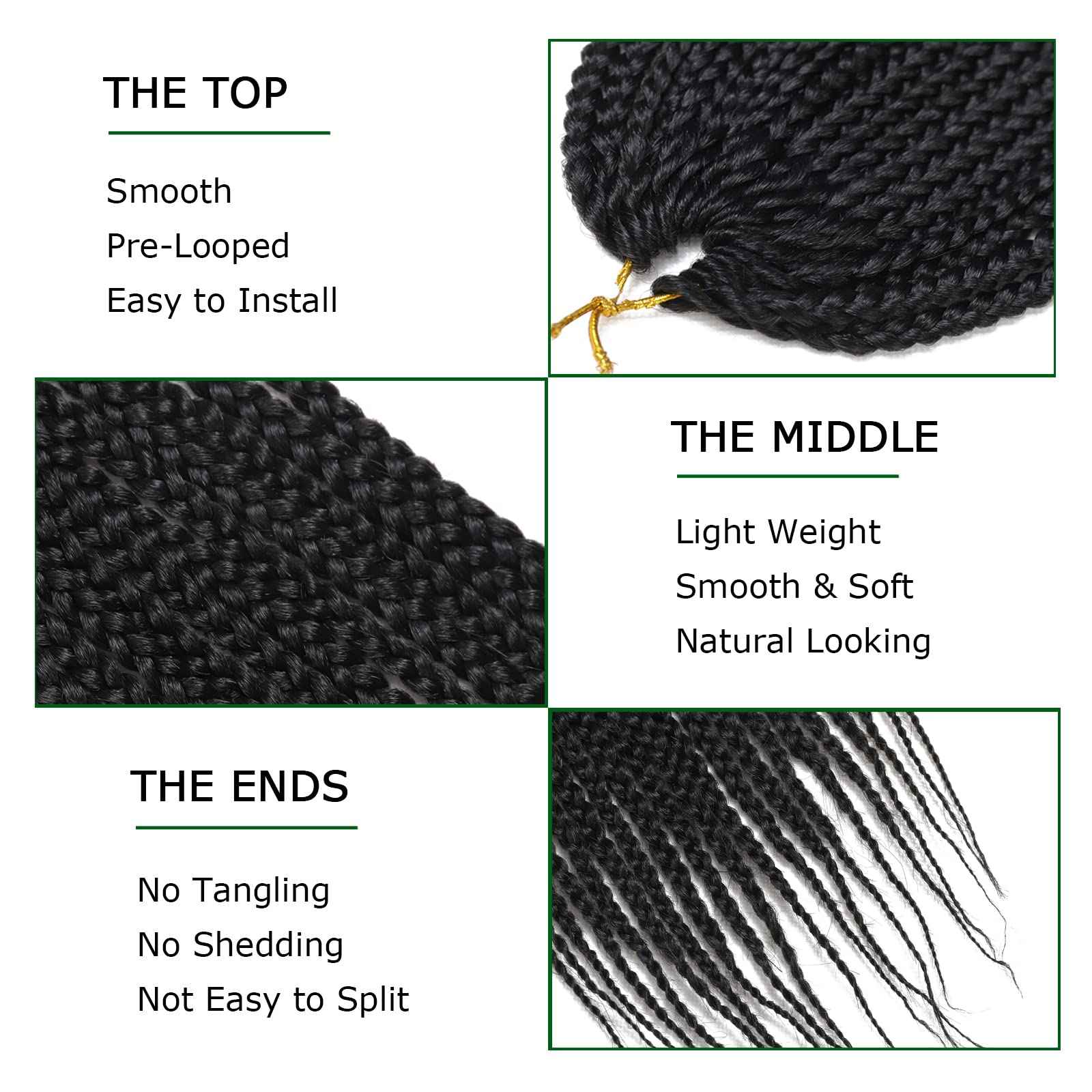 Crochet Box Braids Hair pre looped Goddess Box Braids Crochet Braiding Hair 7 Packs Crochet Box Braids 3x Box Braids Crochet Hair (24 inch, 1B)