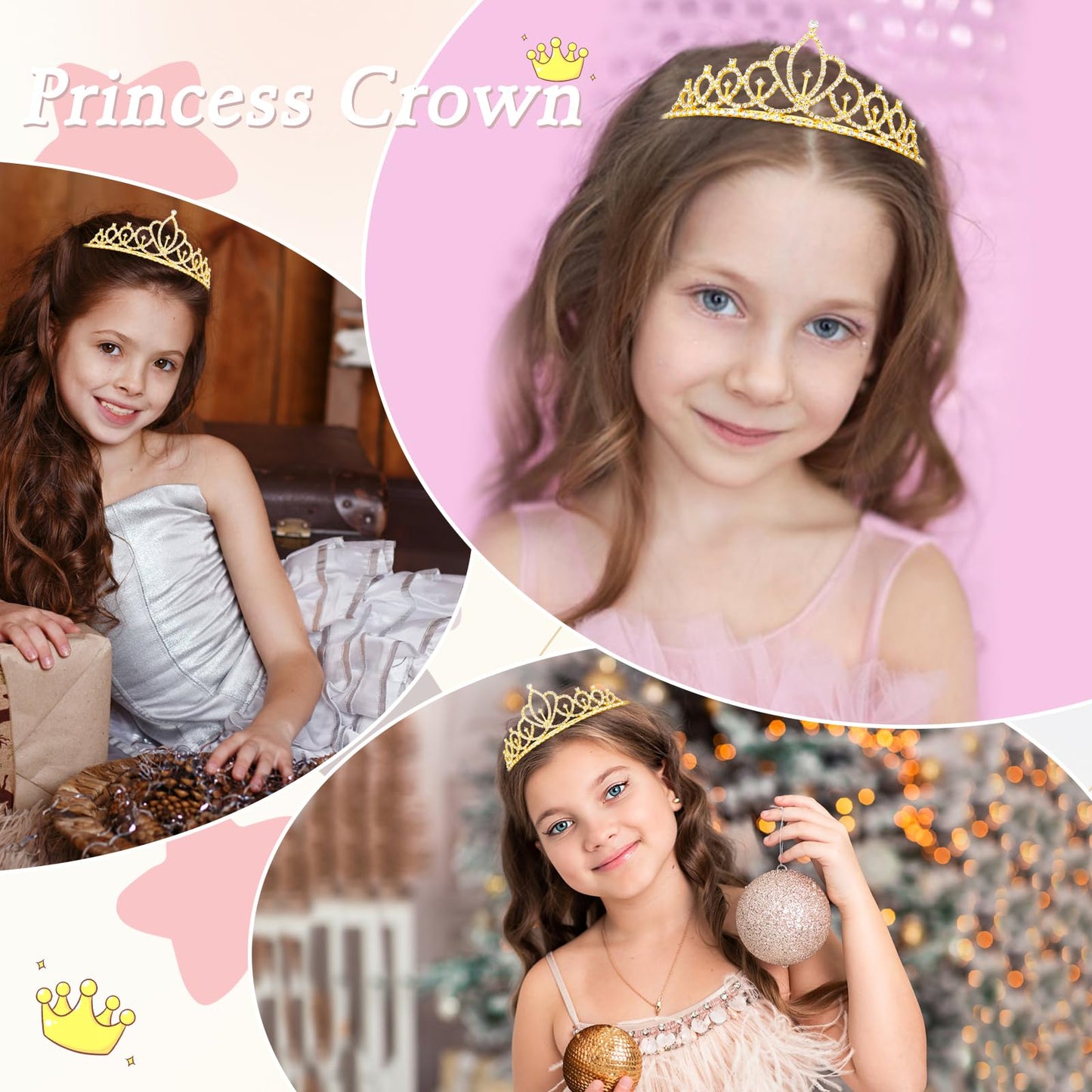 Vovii Tiara Crown for Women, Gold Princess Crowns Tiaras for Women Girls, Elegant Crystal Crown with Combs for Birthday Party Quinceanera Prom Pageant Cosplay