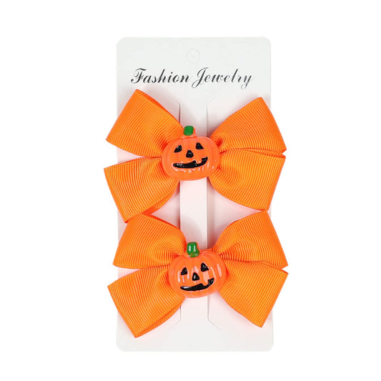 Halloween Hair Bow Pumpkin hairpin bat hair clips Party Hair Accessories.(F104) (Pumpkin)