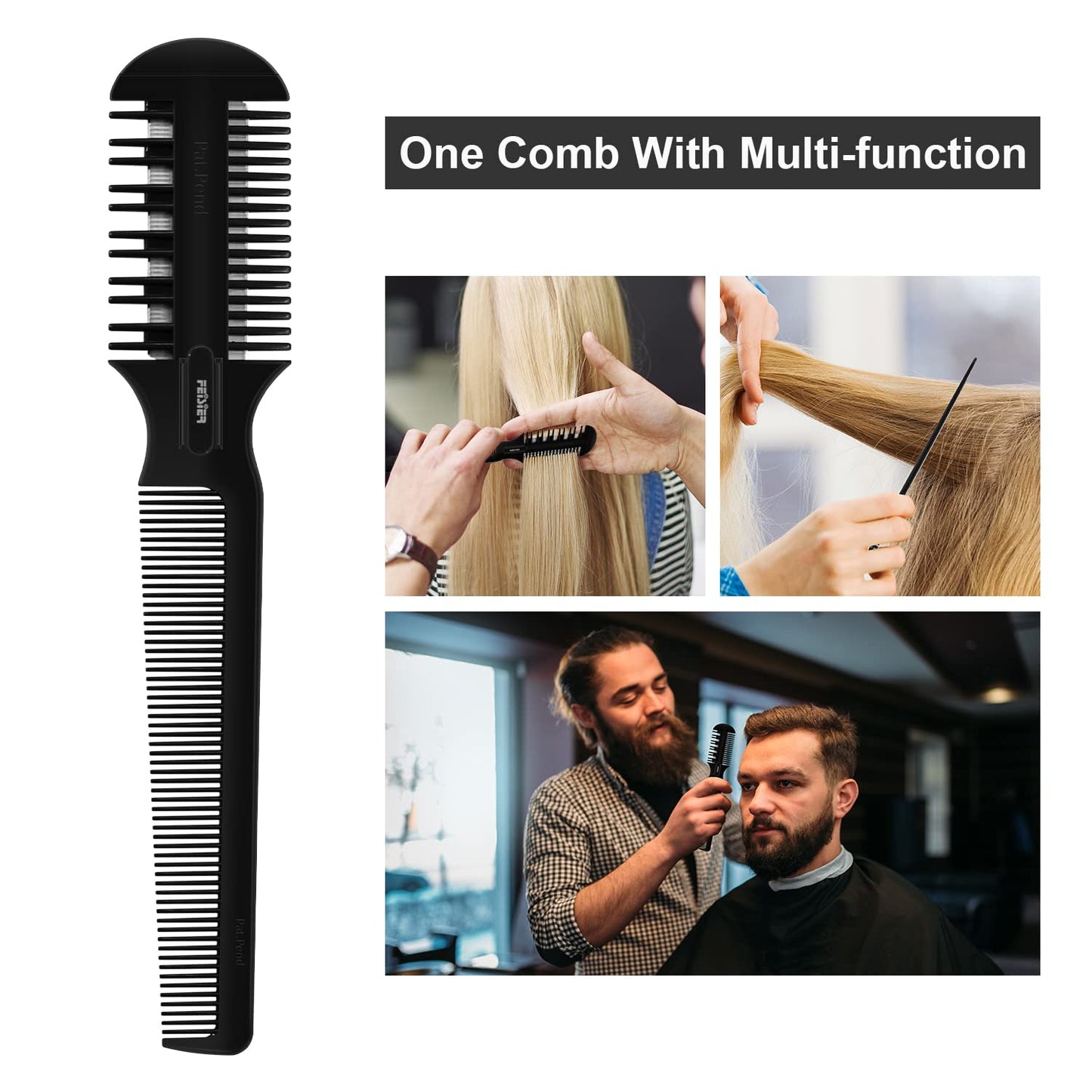 Hair Razor Comb, Sharp Hair Cutter Comb, Double Edge Razor Hair Cutting Comb for Thin and Thick Hair Trimming and Styling, 5 PCS Spare Blades Included