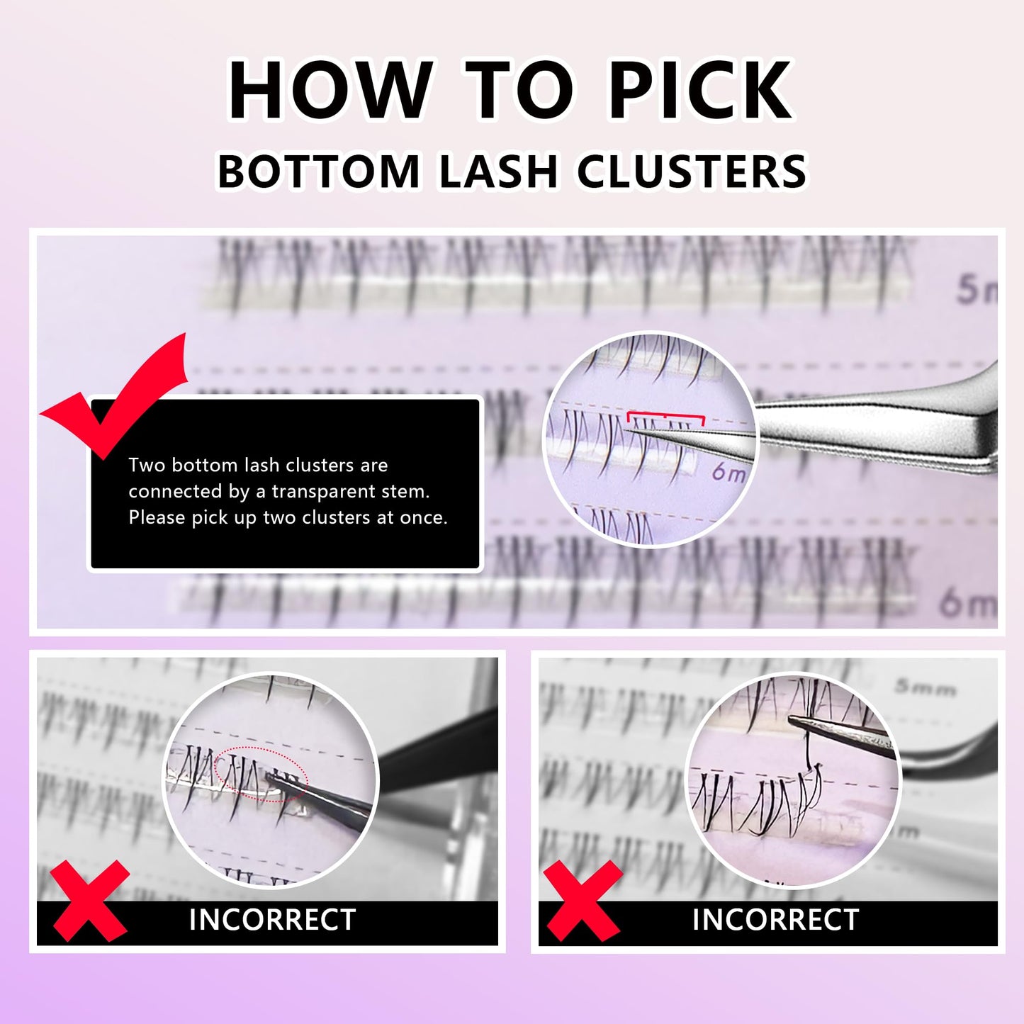 LA MAESII Bottom Lash Clusters, DIY Eyelash Extensions Lower Lashes, Clear Band Bottom Lash Extensions for Bottom Lashes Individual 96pcs Natural Look Soft - 5mm/6mm (Bottom10)